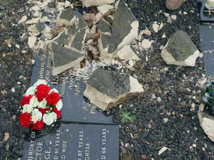 Supporting image for story: Headstones are destroyed by metal thieves