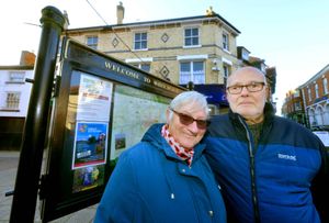 Jacqueline Kershaw and John Smedley in Whitchurch town centre