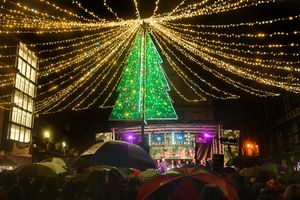 Carols in the Square, in the rain