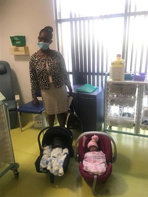 Dr Uke with her twins at the hospital. PIC: Sandwell and West Birmingham NHS Trust