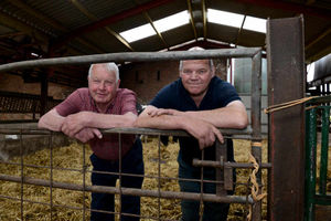 Neville Carter, right, with Richard Jones who gave him his first job on the estate at Burwarton