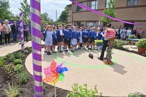 Pupils from Gobowen Primary School singing at the event.
