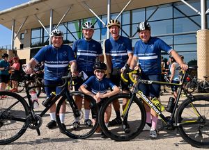 WOLVERHAMPTON COPYRIGHT NATIONAL WORLD TIM THURSFIELD -13/07/25 Ride for Joe event at WV Active, Aldersley, in memory of Joe Guy.The Wreckless Engineers line up before setting off