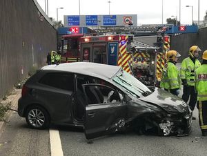 Supporting image for story: Car smashes into ambulance after driver falls asleep at the wheel on A38