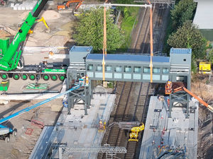Supporting image for story: Watch as a new 77-tonne footbridge is installed at Willenhall Rail Station in a major milestone amid an update on the opening date