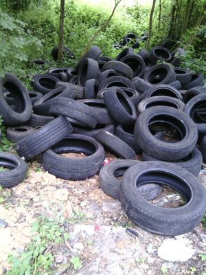 Council officers cleared up 120 dumped tyres in the area