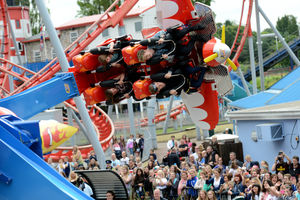 The Vamps opening new ride Air Race at Drayton Manor in 2014