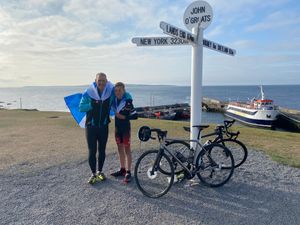 Jack Parsons with hid dad Mark at John O'Groats