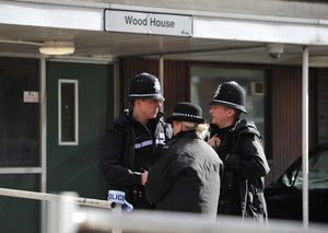 The scene at Wood House block of flats following the fall
