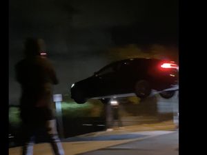 Supporting image for story: Tesla driver destroys Model S after massive jump on Los Angeles residential street