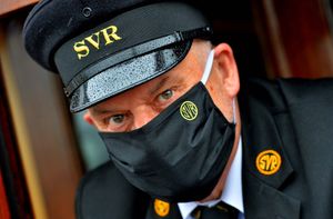 DUDLEY COPYRIGHT EXPRESS AND STAR STEVE LEATH 27/07/2020..Pics in Kidderminster at Severn Valley Railway,test run day getting ready for the public this weekend.  Ticket Man: Brian Cartwright..