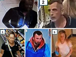 Supporting image for story: Pictured: Six people sought by Telford police in connection with thefts at shops, including Greggs
