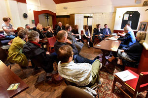 Parents meet Oswestry town councillor Vince Hunt and Owen Paterson MP