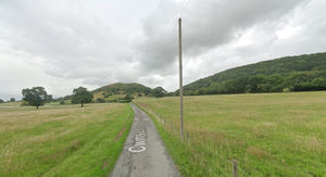 The fire started in Cwms Lane, Church Stretton, this evening. Photo: Google