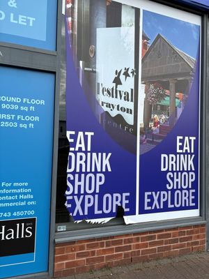 Banners have been vandalised in Market Drayton. 