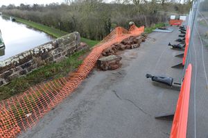 The bridge was closed off to drivers while the Canal & River Trust sourced stone to make repairs