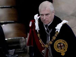 Andrew in his Garter robes at the King's coronation