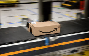 All packaged up, an item heads towards the labelling machine