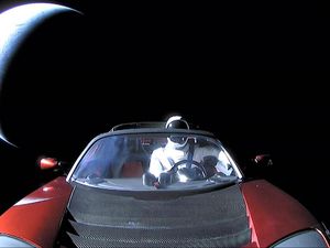 Supporting image for story: Elon Musk’s Tesla Roadster passes Mars on galactic voyage