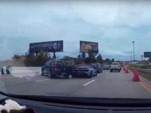 Supporting image for story: McLaren shunted by Chevrolet truck in shocking footage