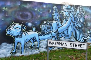 One of the designs created on the boarding off Inkerman Street