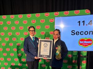 Supporting image for story: A cut above: Factory worker breaks world record to peel and slice a pineapple