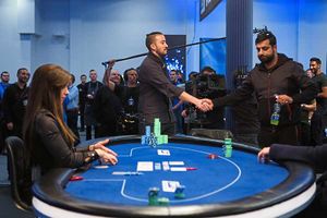 Runner-up Gilles Bernies shakes hands with Kully