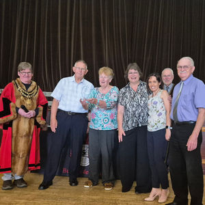 His Worship the Mayor of Welshpool, Cllr Phil Owen, with members from the Community Transport Scheme