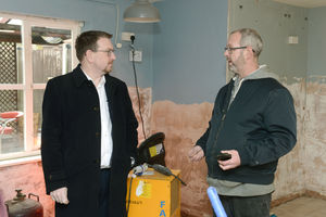 Andrew Gwynne pictured with Dale End Cafe owner Chris Harrison