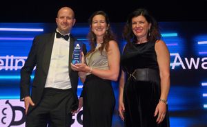 Employee Wellness Excellence Award presented by Stuart Perkins of MNA Digital to winners Higgs LLP