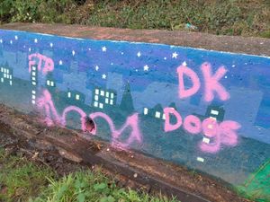 Graffiti on the mural. Photo: Friends of Abbey Street Park "Gornal Rec"