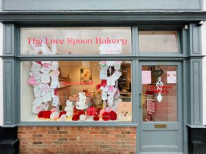 The Love Spoon Bakery Love Letter Window Display 