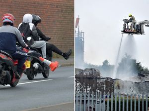 Supporting image for story: Fire crews still at site of Dudley factory blaze as motorbike youths ignore roadblock