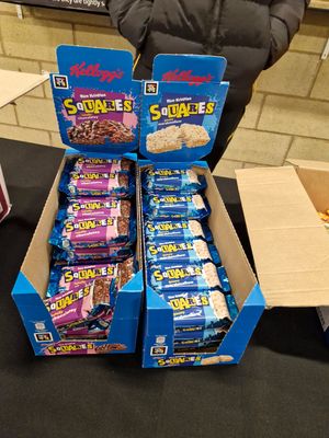 Snacks such as Rice Krispies Squares were available