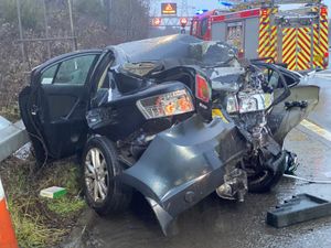 Supporting image for story: Two people taken to hospital after M6 crash between lorry and car