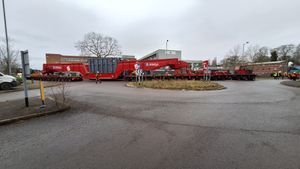 Mechanical and logistical issues kept the load from moving for a while. Photo: Staffordshire Police Roads Policing Unit