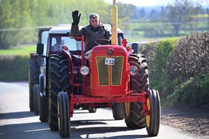 A tractor driver gives us a wave