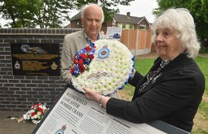 Barry Meade 79 from Chippenham (Son of Victor Meade who was killed), Kathleen Mackown 80 from Wetherby (Daughter of Bernard Hall who was killed).