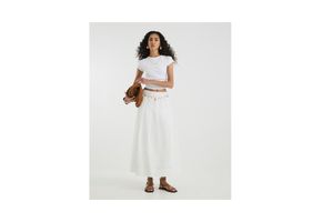River Island White A Line Poplin Midi Skirt