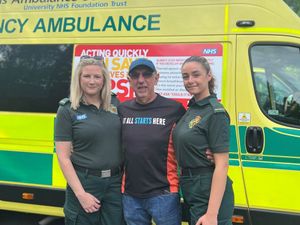 Supporting image for story: 'They brought comfort and resassurance during frightening experience': Heart attack survivor meets Dudley ambulance crew who saved his life