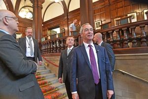 Reform UK leader Nigel Farage visiting the County Building in Stafford