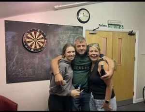 Dominoes - winners Mark and Jaz with the show chairman, Marie Jones