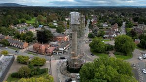 Lord Hill's Column, Shrewsbury, is currently completely covered in scaffolding. Photo: Tim Thursfield