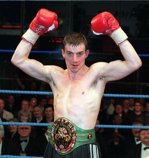 Richie Woodhall after becoming WBC super-middleweight champion by beating Sugar Boy Malinga at Telford Ice Rink on March 27, 1998.