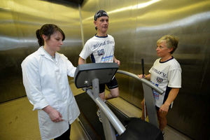 Blind Dave Heeley is put through his paces in the environmental chamber at the University of Birmingham to help prepare him for his Sahara Challenge