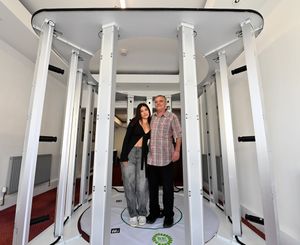 Steve Dainty (right) with daughter Lily at his new Model Us Forever shop in Whitchurch