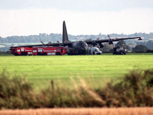 Supporting image for story: Herculean task to free stranded giant warplane stuck in a Shropshire field