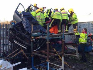Supporting image for story: PICTURED: 'Remarkable' that man 'severely' trapped in van after it smashed into steel fence not seriously hurt