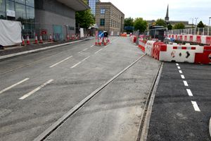 New tram track has been laid in Pipers Row 