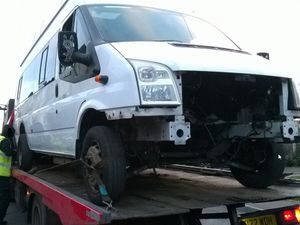 Supporting image for story: Wheelchair-adapted minibus off the road after being stripped by thieves